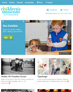 Children’s Museum of Pittsburgh viewed in a display approximately half the size of the full screen version.