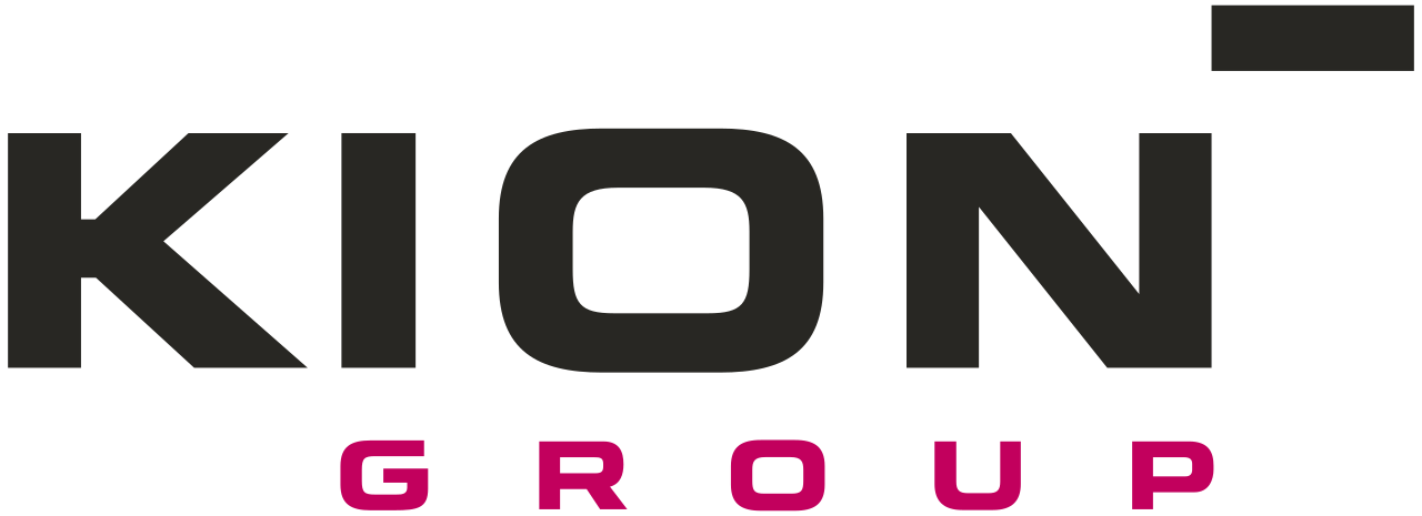 Kion Group logo with black letters and pink 'GROUP' text underneath
