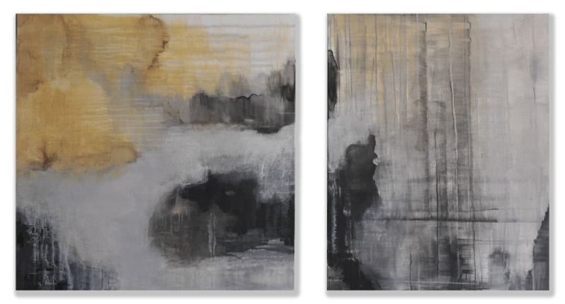  Tomorrow - 2014  Diptych, Acrylic on canvas two canvases -&nbsp; 30 x 30 in and 24 x 30 in 