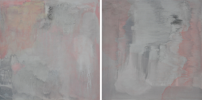  L'essence - 2014  Acrylic and charcoal on 2 wooden boards  -&nbsp;20 x 20 in 