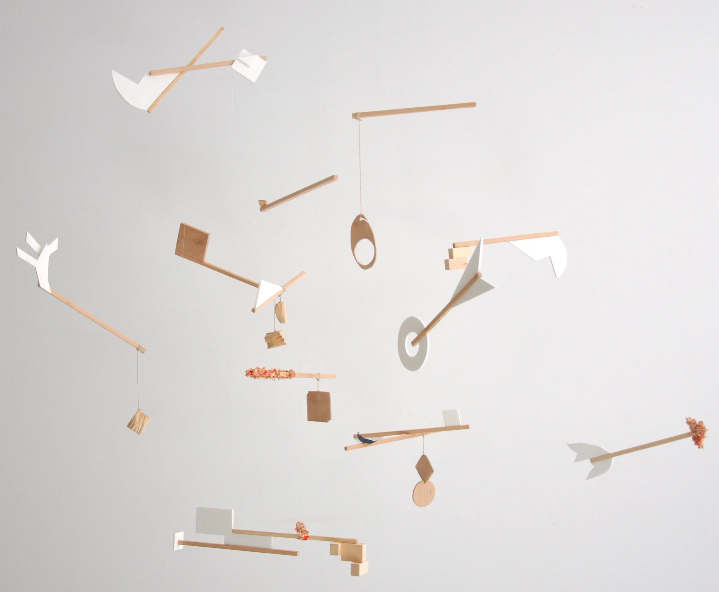 Fluir, ver fluir, dejar fluir | 2019 Installation of basswood and birch wood sculptures, archival foam and thread (variable measures)