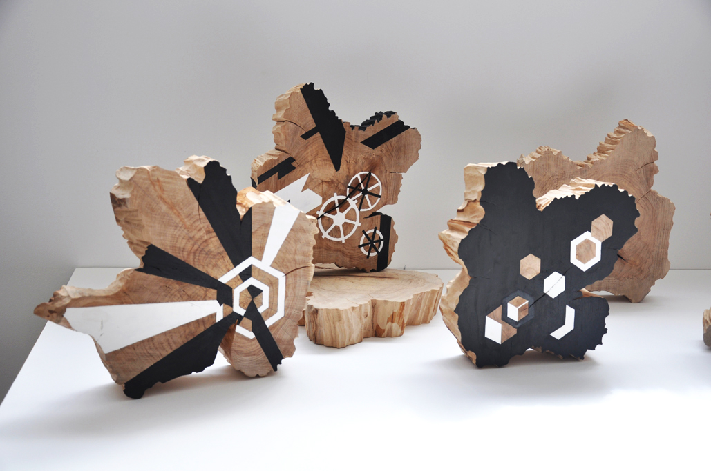 Oasis series | 2019 Series of 8 birch wood sculptures, pigment, acrylic (variable measure)