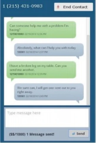 The screenshot above is an example of what the agent sees as they communicate with your customer.