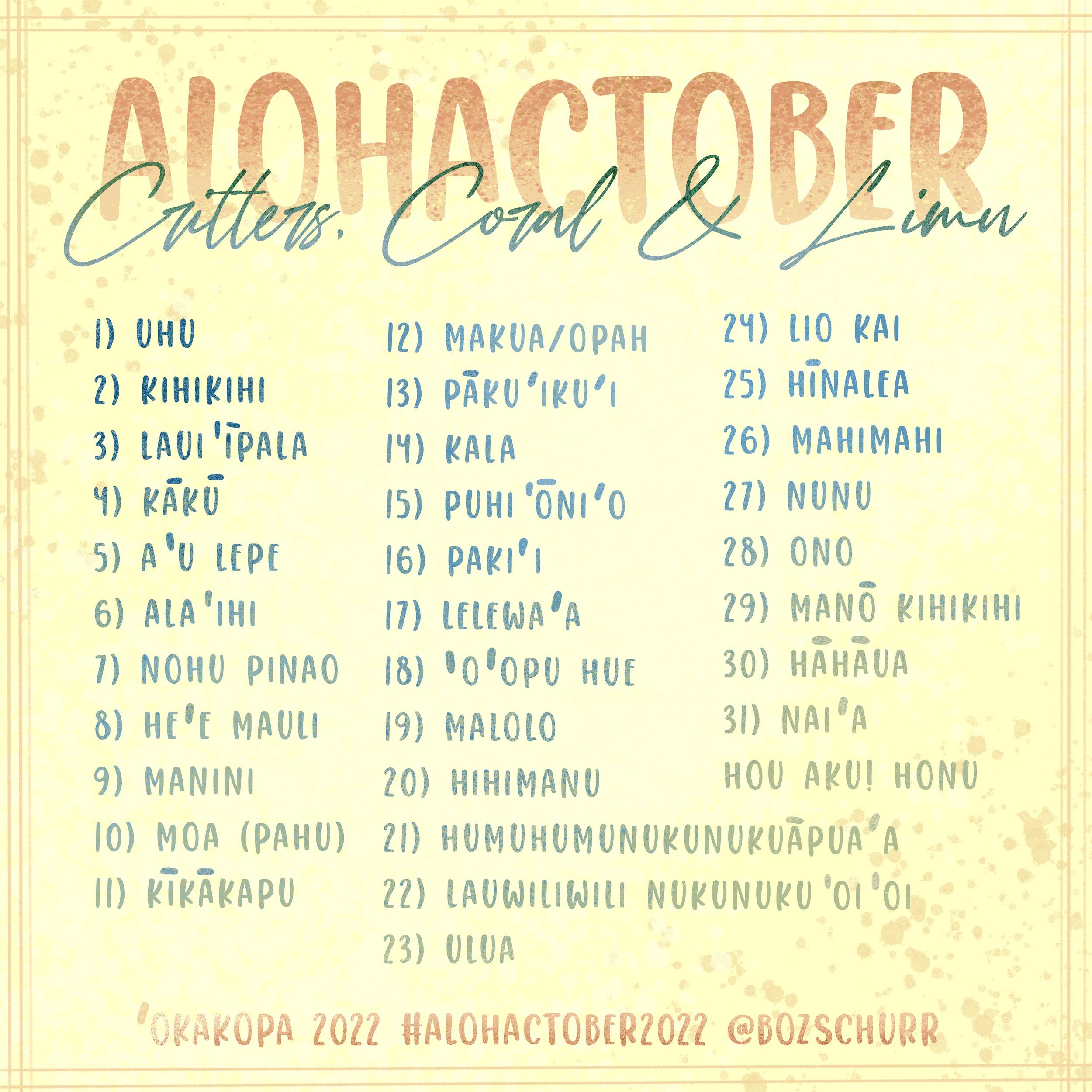 ALOHACTOBER 2022 PROMPT LIST