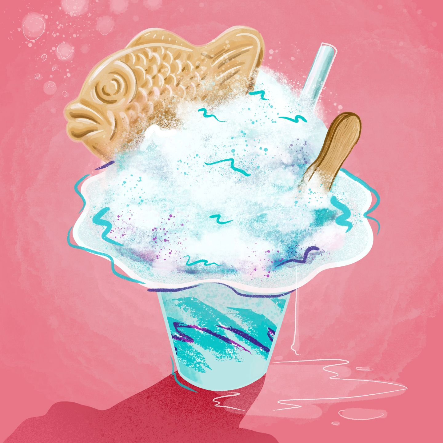 Alohactober Day 21! Just a little filler image of some 90s insipered red bean shave ice! It's a silly idea, but honestly, I like how it turned out, might mess around, and make a sticker... ! 🫘🍦🐠
.
.
.
#shaveice #shaveicesticker #redbeanfish #feees