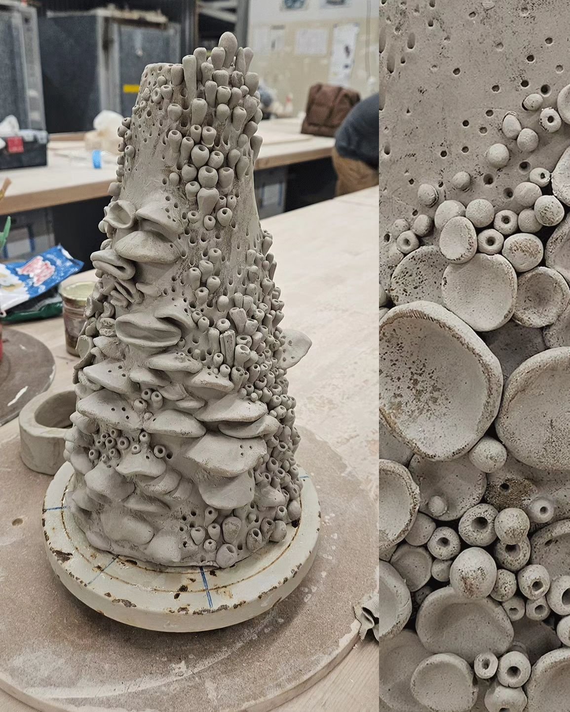 The clay cone is ready for the kiln! I am not a ceramicist at all but I have been fortunate enough to be taking a clay class @windwardcc as part of this year's professional development. It's been fun building these forms and discovering my love of do