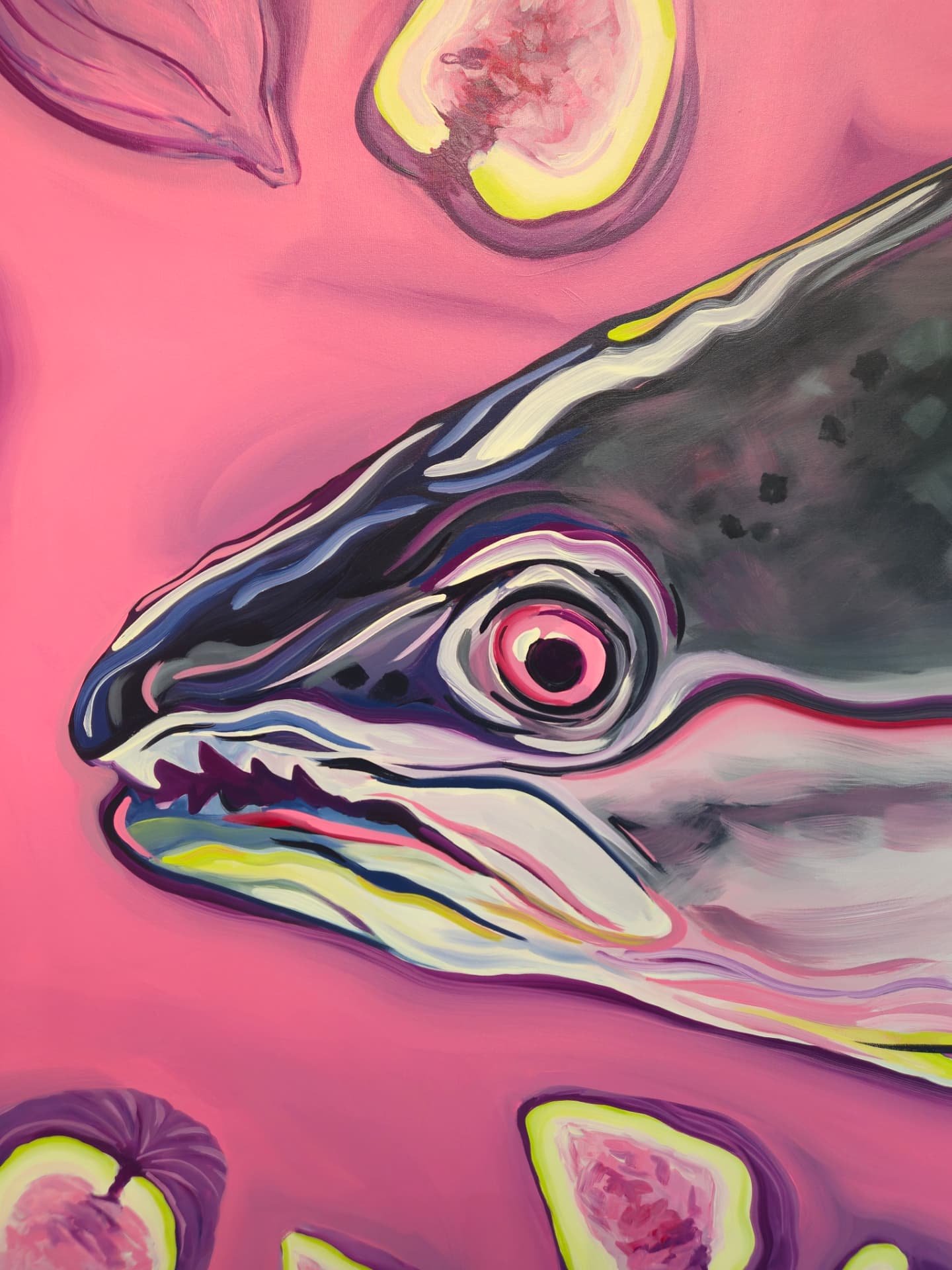 🐟🪸✨️ Official first painting day at @hoikeakeagallery at @leewardcc pau! Of course I've started with my go-to: FEEESH &amp; FROOOT! I'm so honored to be a part of this exhibition, painting alongside such amazing artists as @erik.sullivan.art @wadsw