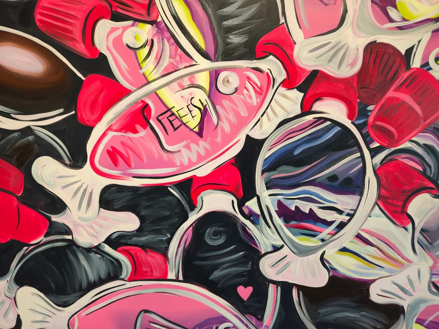 Whew! Day 2 cover up at Leeward Community College Hō'ikeākea Gallery. I feel like I've been bouncing around a lot this summer, back and forth between projects, so I'm guessing my IG feed looks a little all over the place. This painting (which is 6ft 