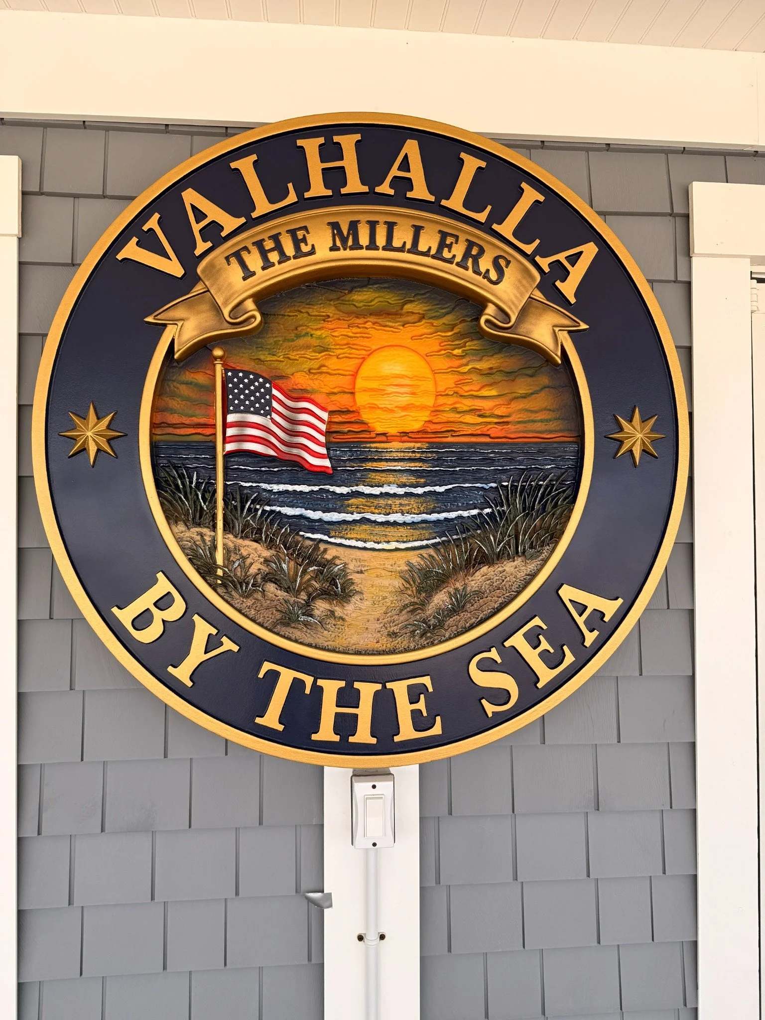 Valhalla by the Sea — Carved and Hand-Painted HDU Sign