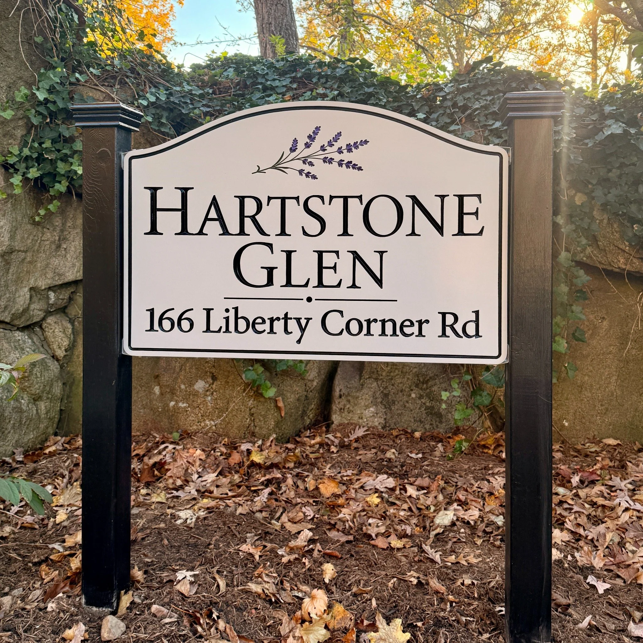 Carved HDU Estate Sign in Far Hills, NJ