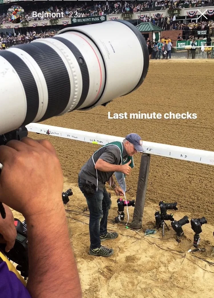 Checking remotes before the race to determine the Triple Crown