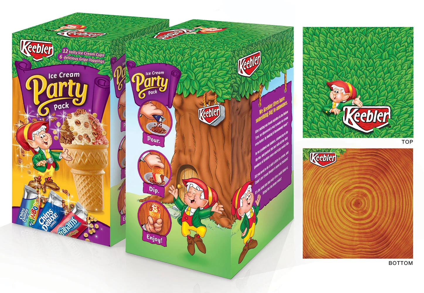  ICE CREAM PARTY PACK  &nbsp;All the magic happens in Ernie’s Hollow Tree, and this one is filled with Keebler Cones,  Cookie Sprinkles (and a little Elfin magic). Just add ice cream and you've got a party.   