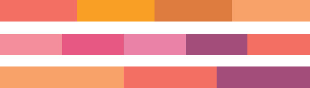 SHIMMERING SUNSET Bold and brilliant, a palette evocative of the dazzling portrait of color splashed across the sky as the sun rises and sets, one where PANTONE Living Coral energizes and enlivens, adding to our feelings of pleasurable warmth.