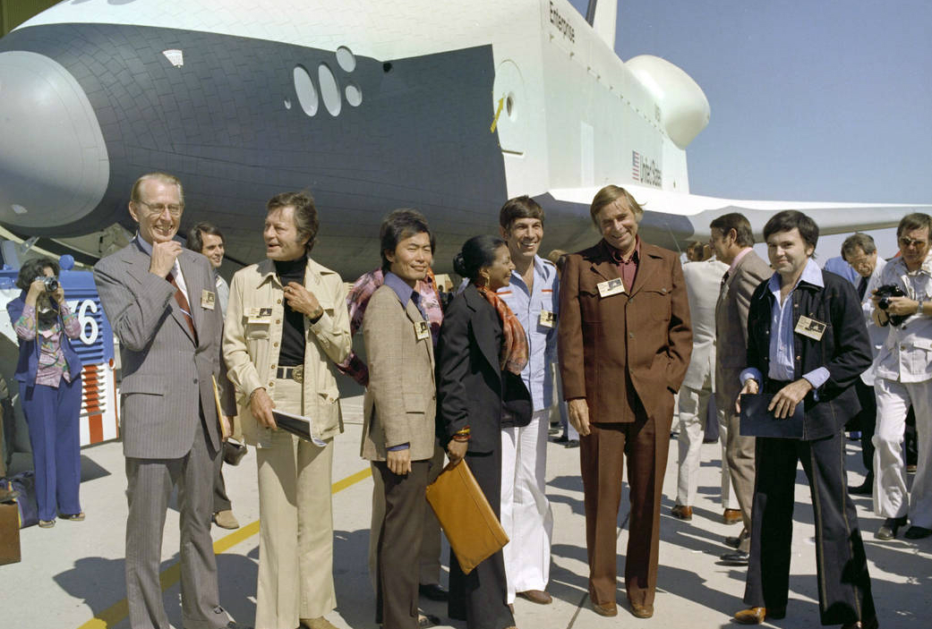 The ''Star Trek'' cast visits NASA Dryden (now Armstrong) circa 1976. - Courtesy NASA