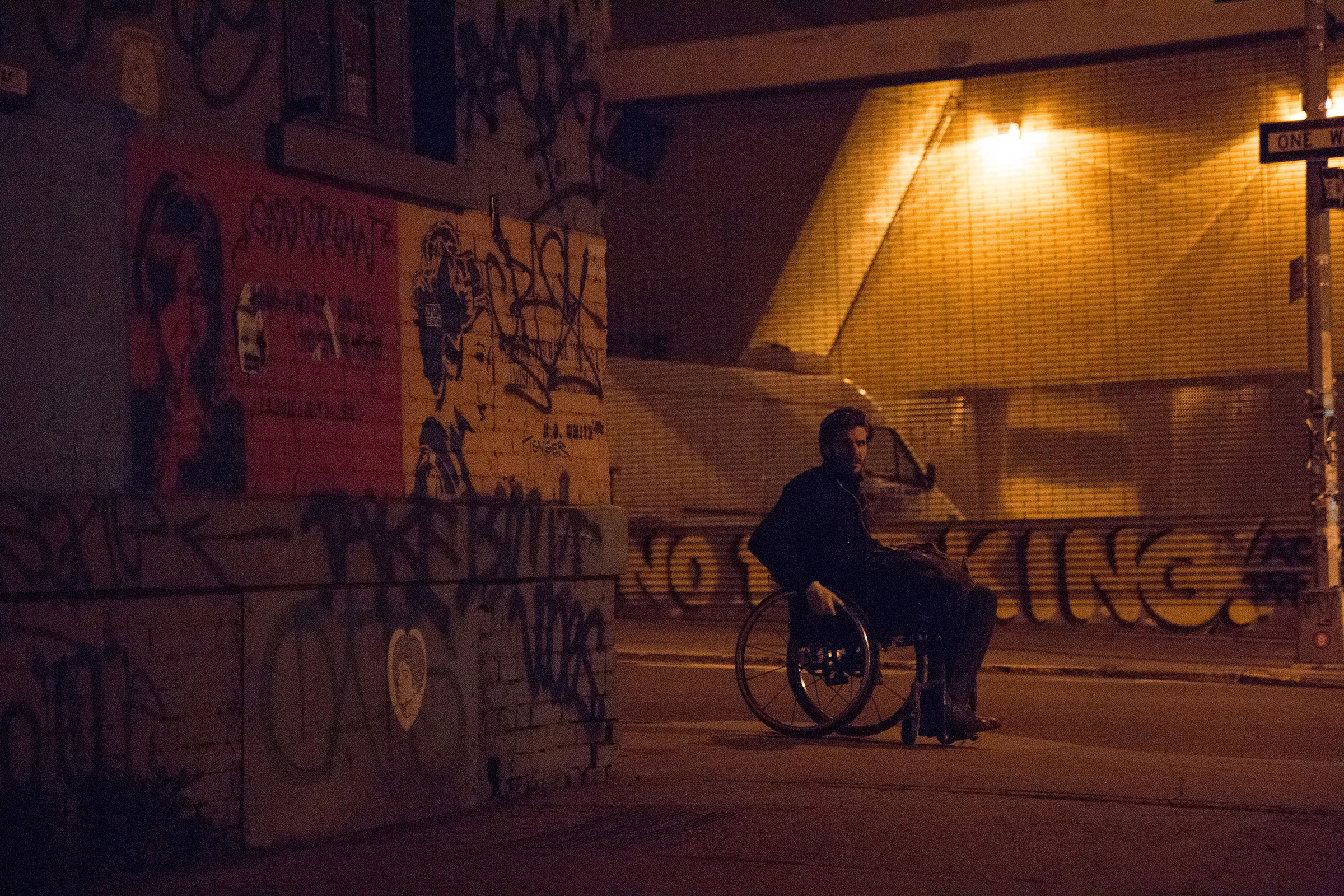  B.D. White severed his spine during a pole-vaulting accident as a teen and can't use his legs, but he doesn't let his disability hinder his passion for street art. Under the cover of darkness, the 31-year-old artist goes to the areas of Brooklyn, NY