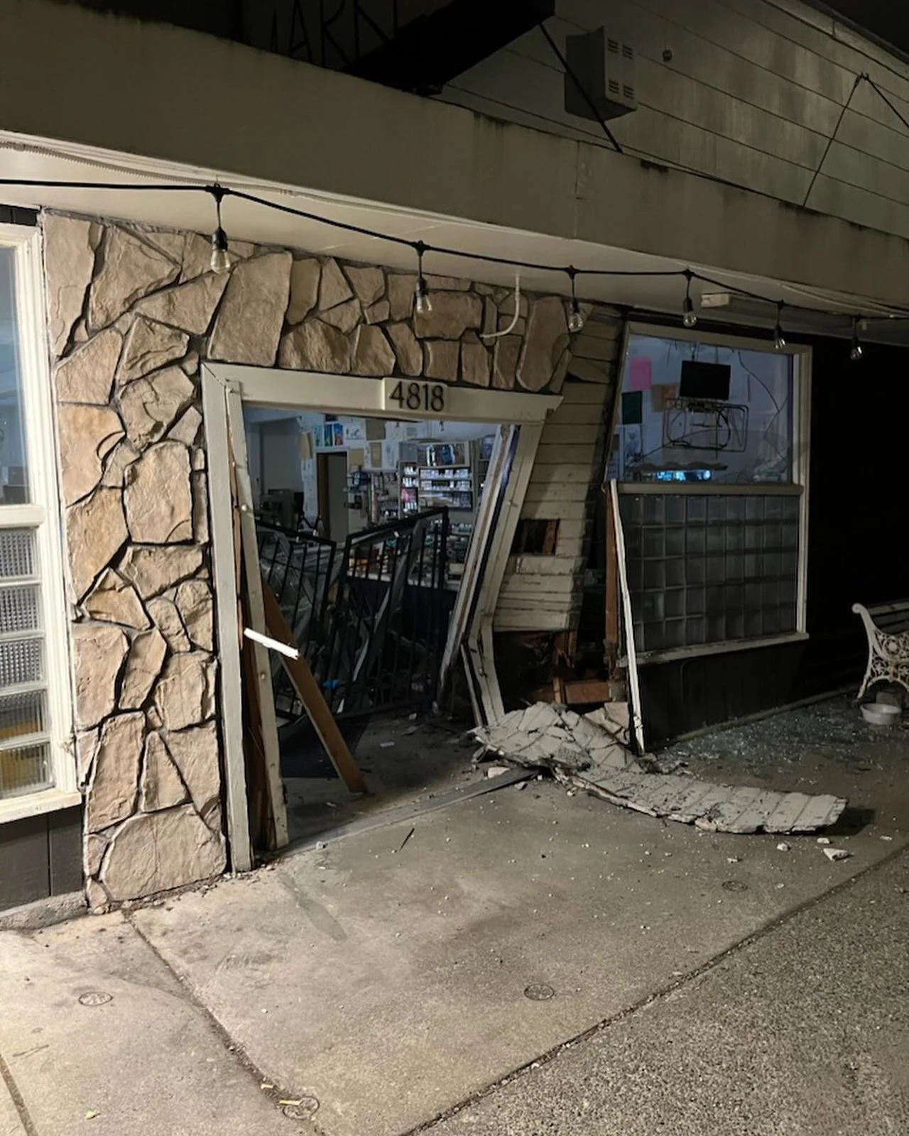 In the middle of the night, someone rear ended our front doors. Thankfully neighbors and the police were there by the time we arrived. We are so bummed, but thankful for how strong this neighborhood is and being so quick to help, even in the middle o