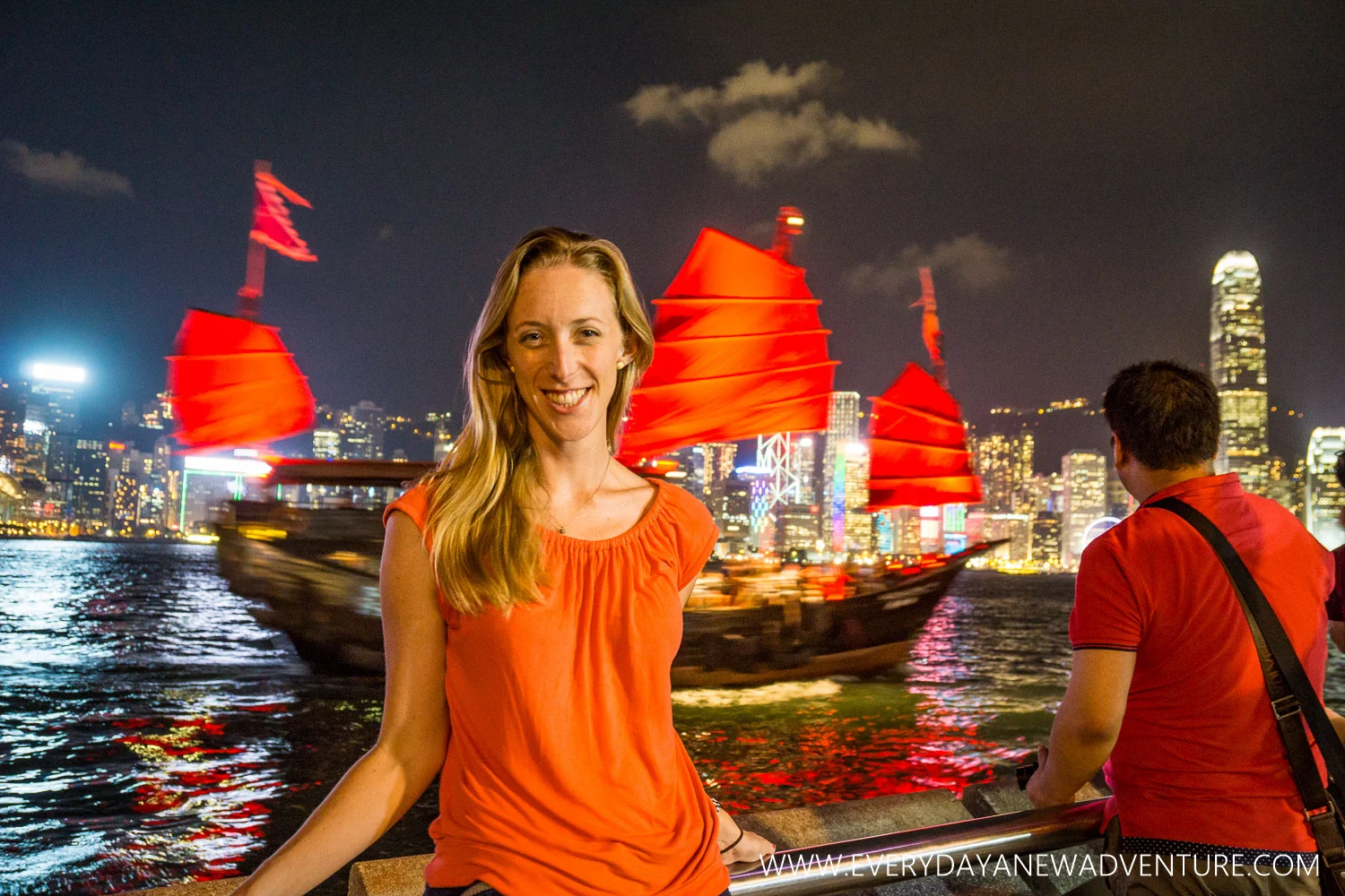Enjoying the light show on the water