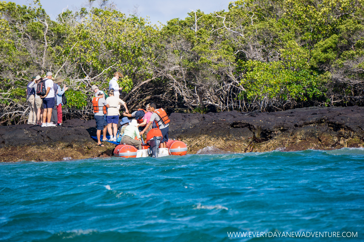 Taking the zodiac to one of our daily land walks.