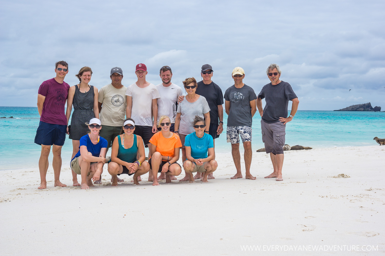 Having fun with our buddies from the Aida Maria on Gardner Bay Beach.