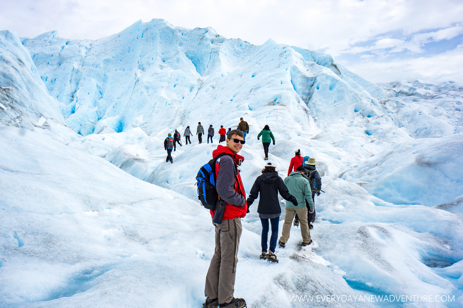 Enjoying the trek on the Perito Moreno Glacier.