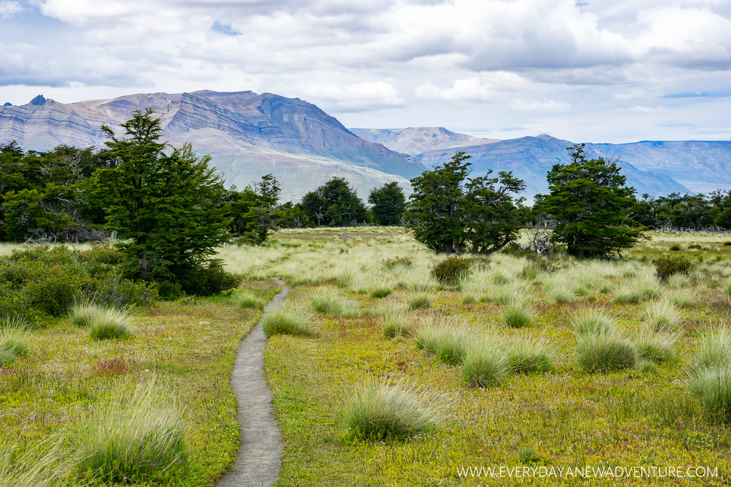 The picturesque trail on Loma del Pliegue Tumbado.