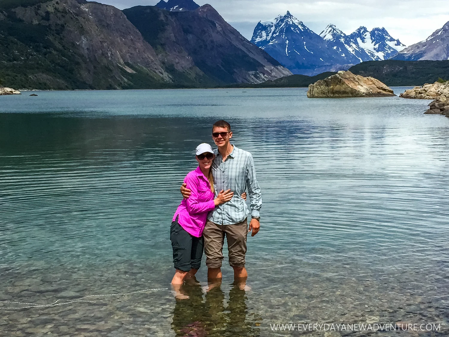 Standing in the very cold Frias Lake - this was as far as we were going!
