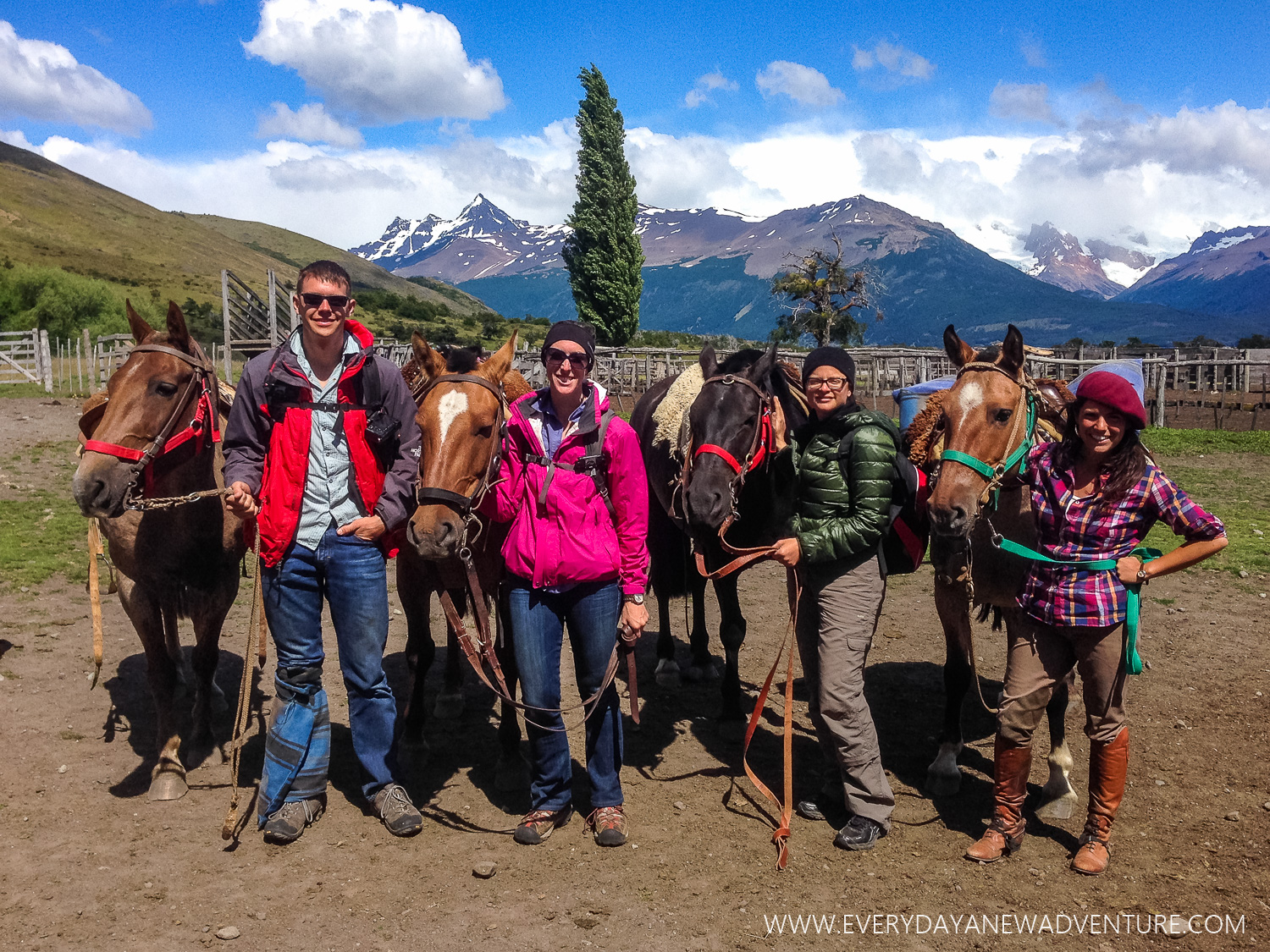 Back at the estancia! Chupatin, Jake, Gringo, Noelle, Lovison, Alexandra, Polenta, & Jackie.