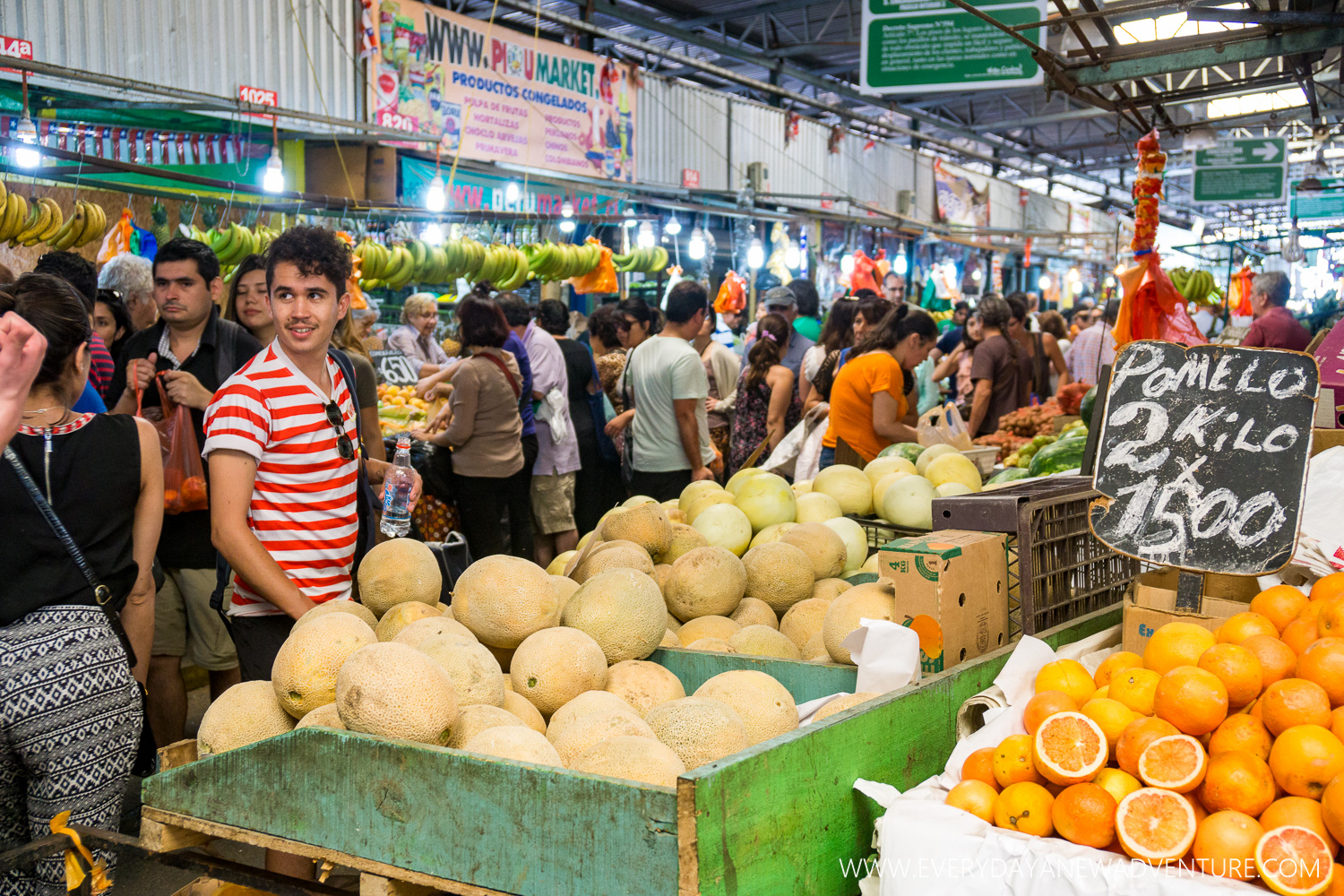 La Vega market with our guide. Can you spot him?