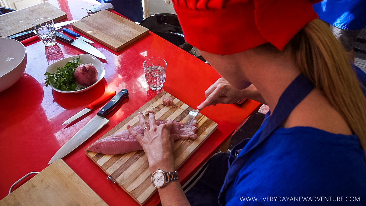 Noelle prepping the ceviche.