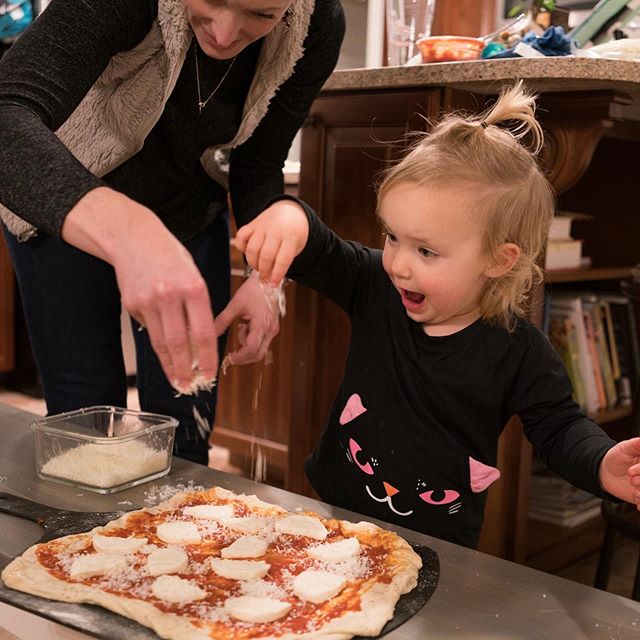 Someone had fun making pizza tonight. I, too, get this excited about cheese. ❤️🍕#adrienneabby