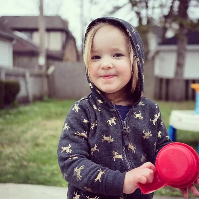 It was warm enough to play with water outside yesterday (about 55*)! #adrienneabby #warmweatherplease