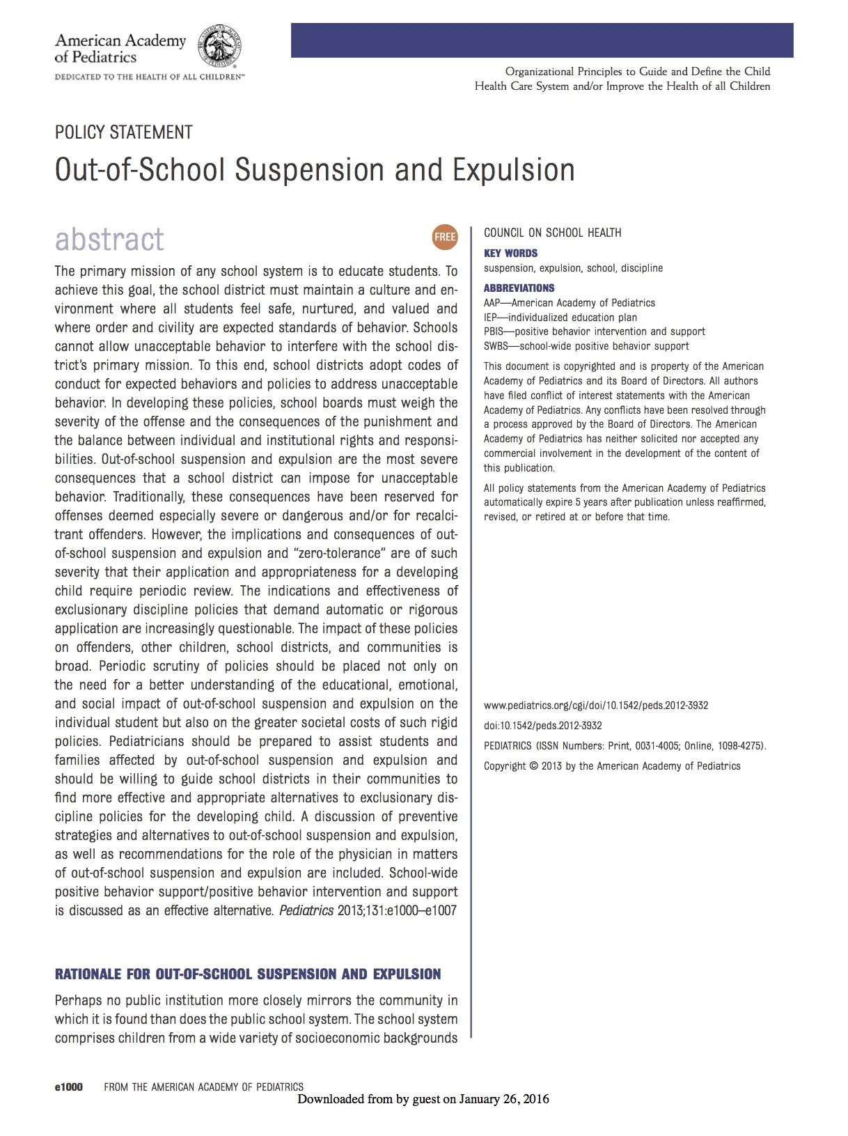 Out-of-School Suspension and Expulsion