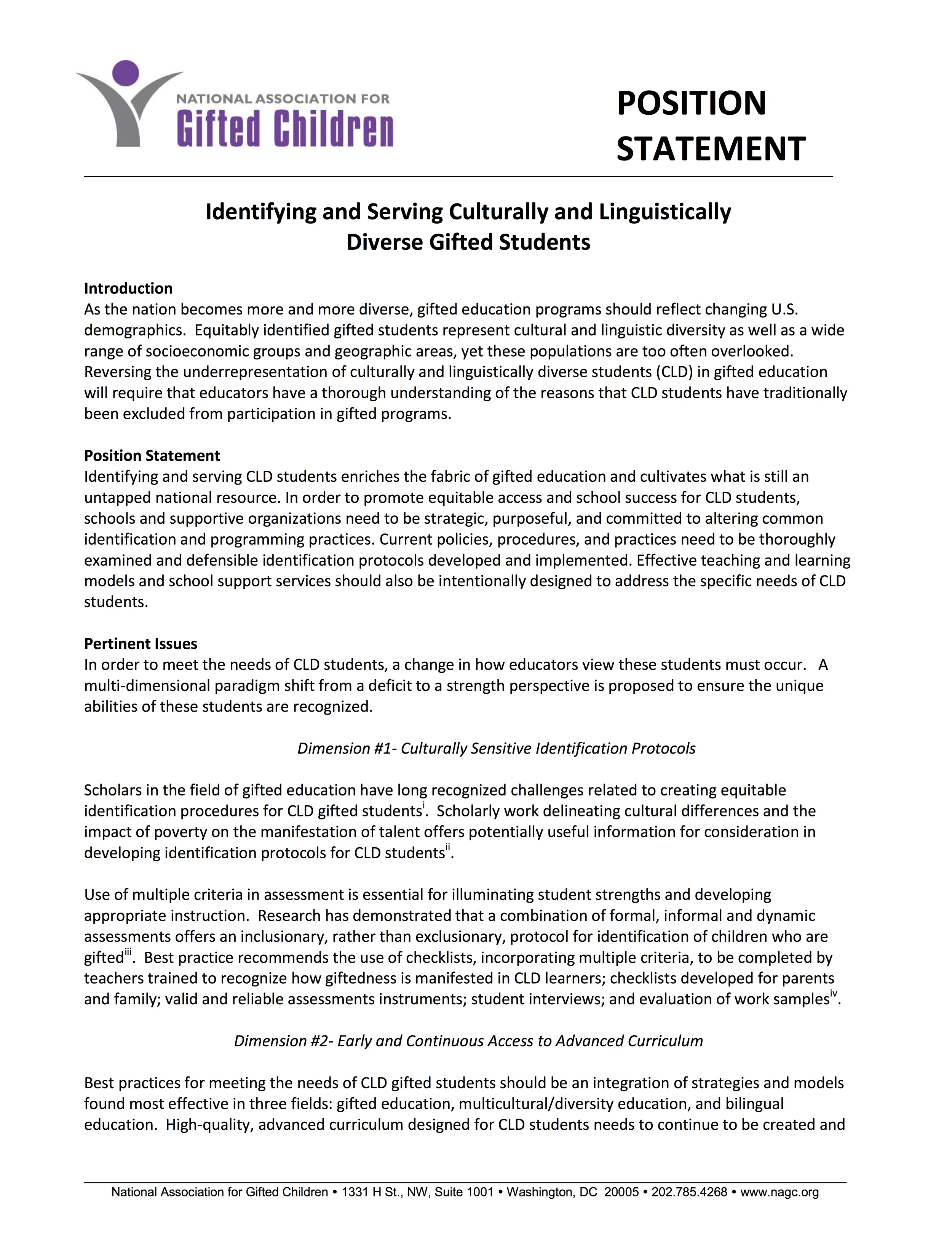 Identifying and Serving Culturally and Linguistically Diverse Gifted Students