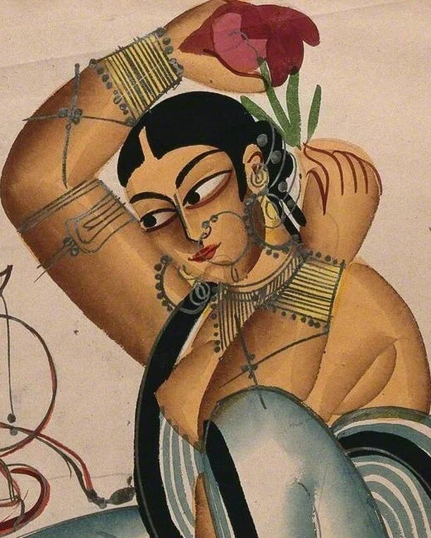 A Courtesan Arranging a Flower in Her Hair, 1800s, unknown via @wellcomecollection via @artukdotorg⠀⠀⠀⠀⠀⠀⠀⠀⠀
⠀⠀⠀⠀⠀⠀⠀⠀⠀
#hairhistory #hairstyle #vintagehair #arthistory #thehairhistorian #Kalighat