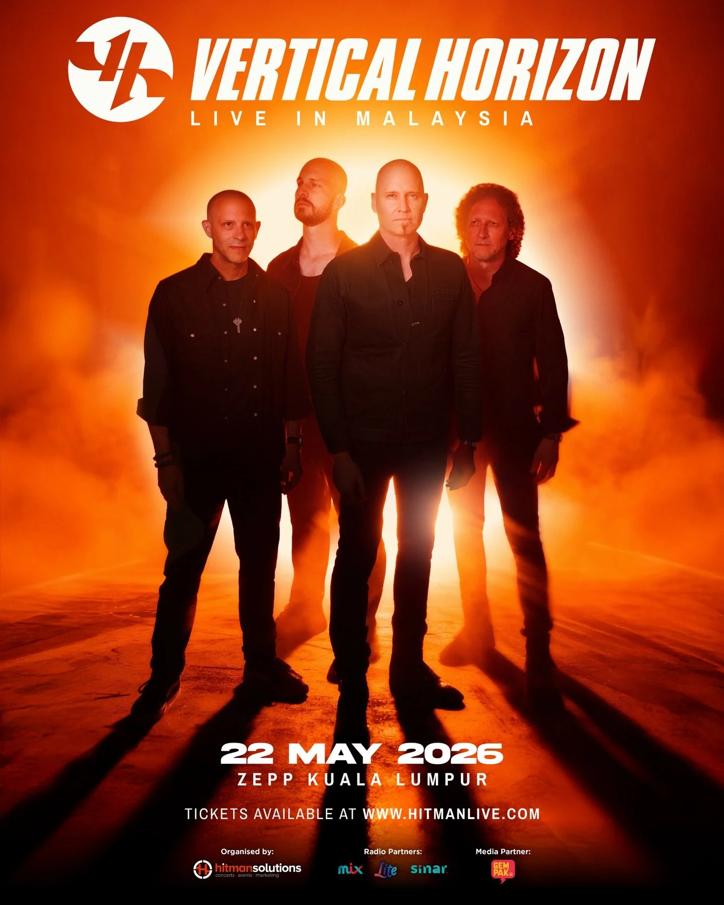 Malaysia! 🇲🇾 We&rsquo;re coming back to see you on 22 May at Zepp KL!

Tickets go on sale 26 March, 12pm at www.hitmanlive.com &mdash; @hitmansolutions 

#VerticalHorizonMY2026 #VerticalHorizon #VH