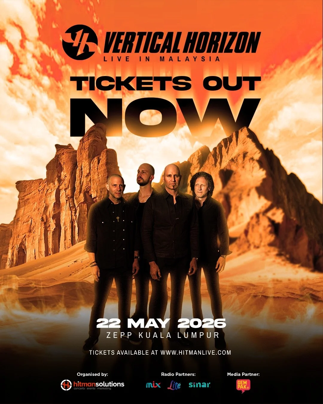 Get ready, Kuala Lumpur! 🚨

Tickets for Vertical Horizon Live in Malaysia 2026 are out now, so get yours today at www.hitmanlive.com! 🔥🎟️

#VerticalHorizon #VerticalHorizonMY2026 #VH