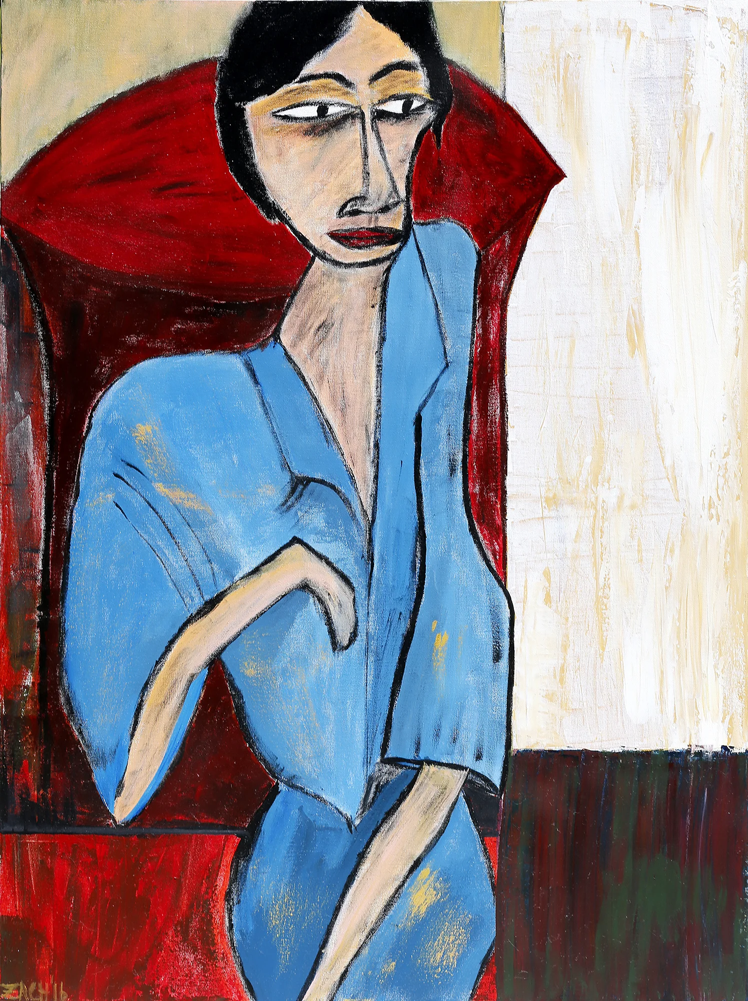 Woman in Blue (2016, acrylic, 30 by 40)