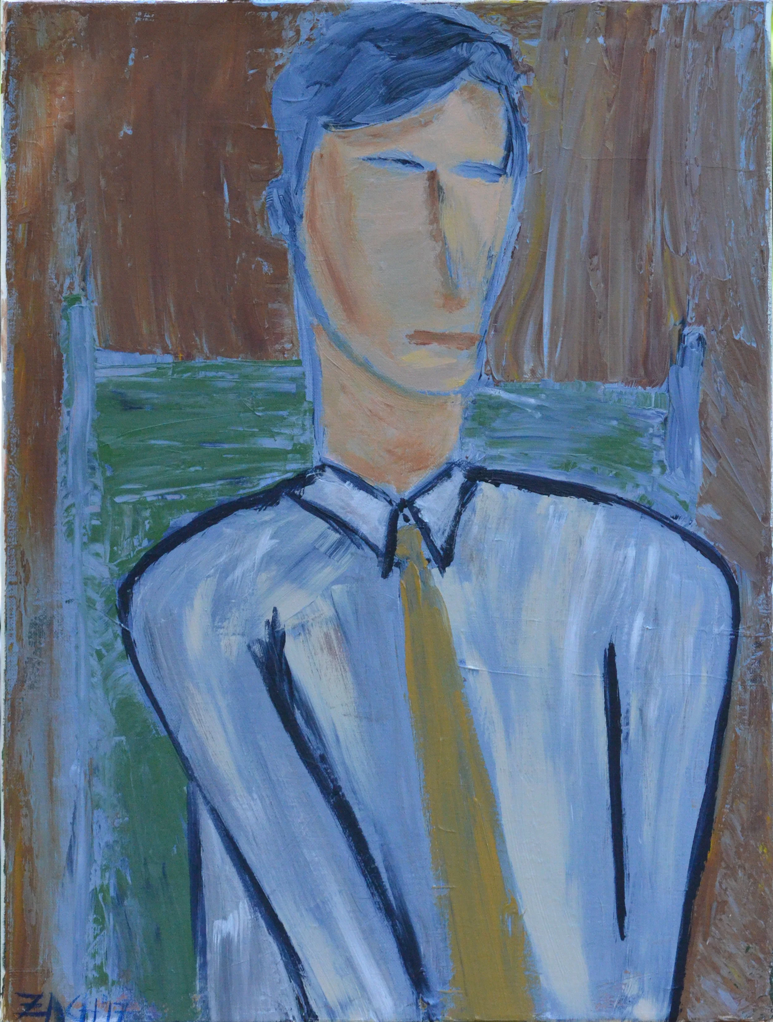 Man with Yellow Tie (2017, acrylic, 18 by 24)