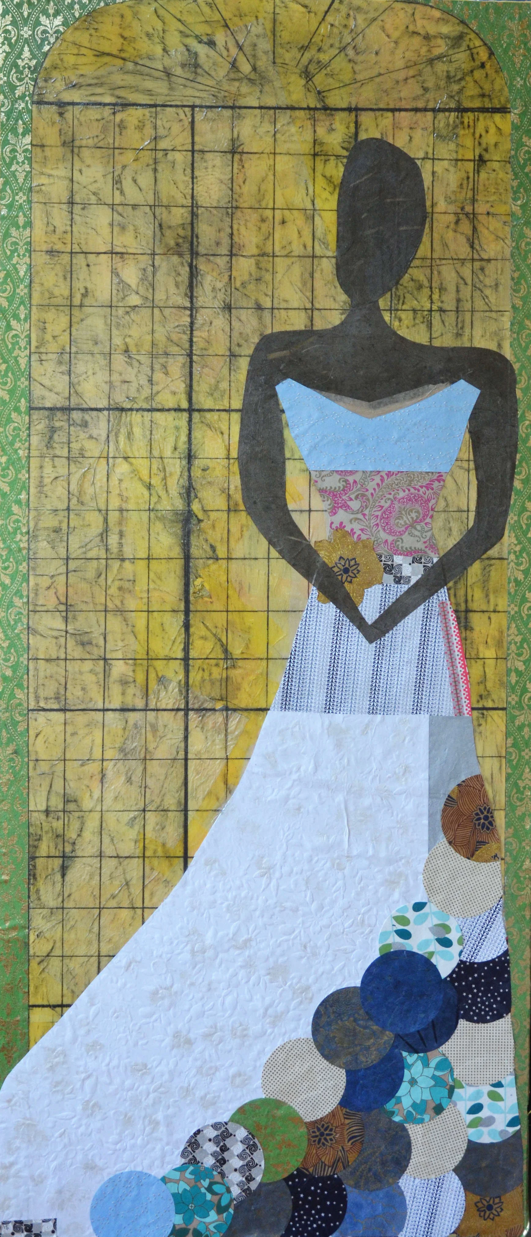 Woman in Patchwork Dress