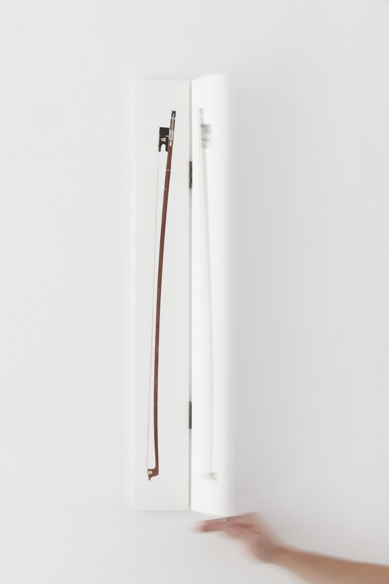 Oliver Beer_Silent Bow_Violin bow. Sectioned and set in resin; gesso.jpg
