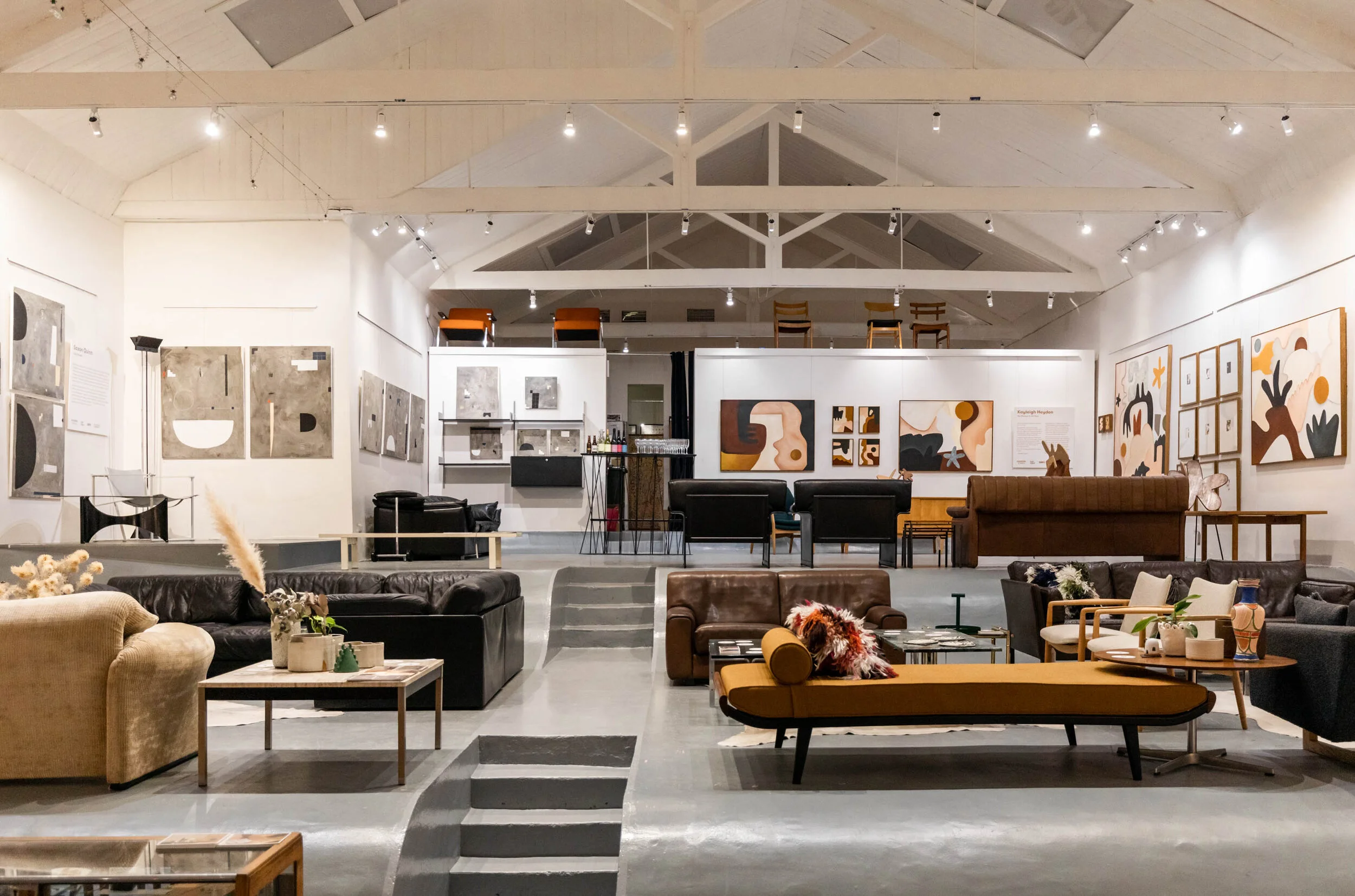 Modern Times showroom with exhibition of artwork by Saxon Kayleigh. Photo: Elise Scott, courtesy of Modern Times.