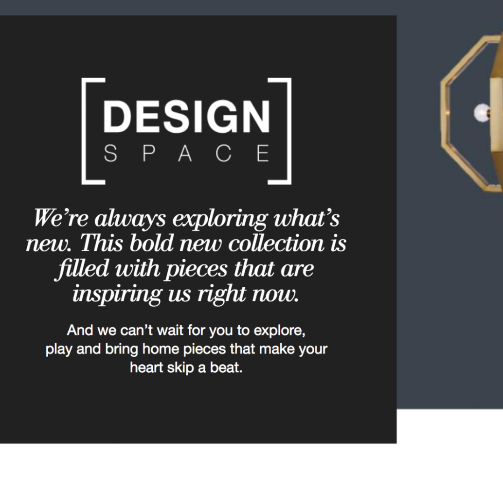 Content strategy and all copy for Design Space, a new concept store from C & B.