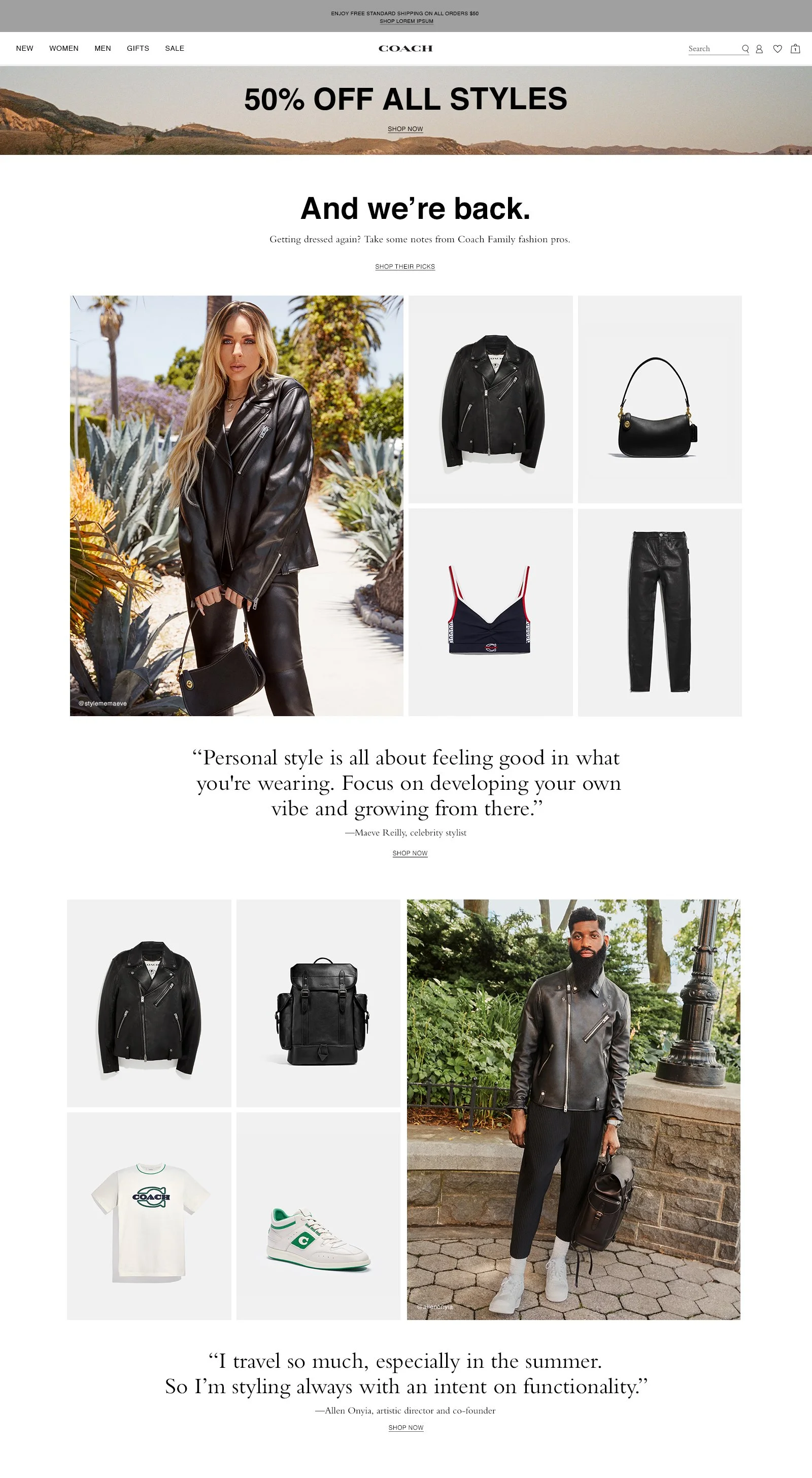 coach shipping code