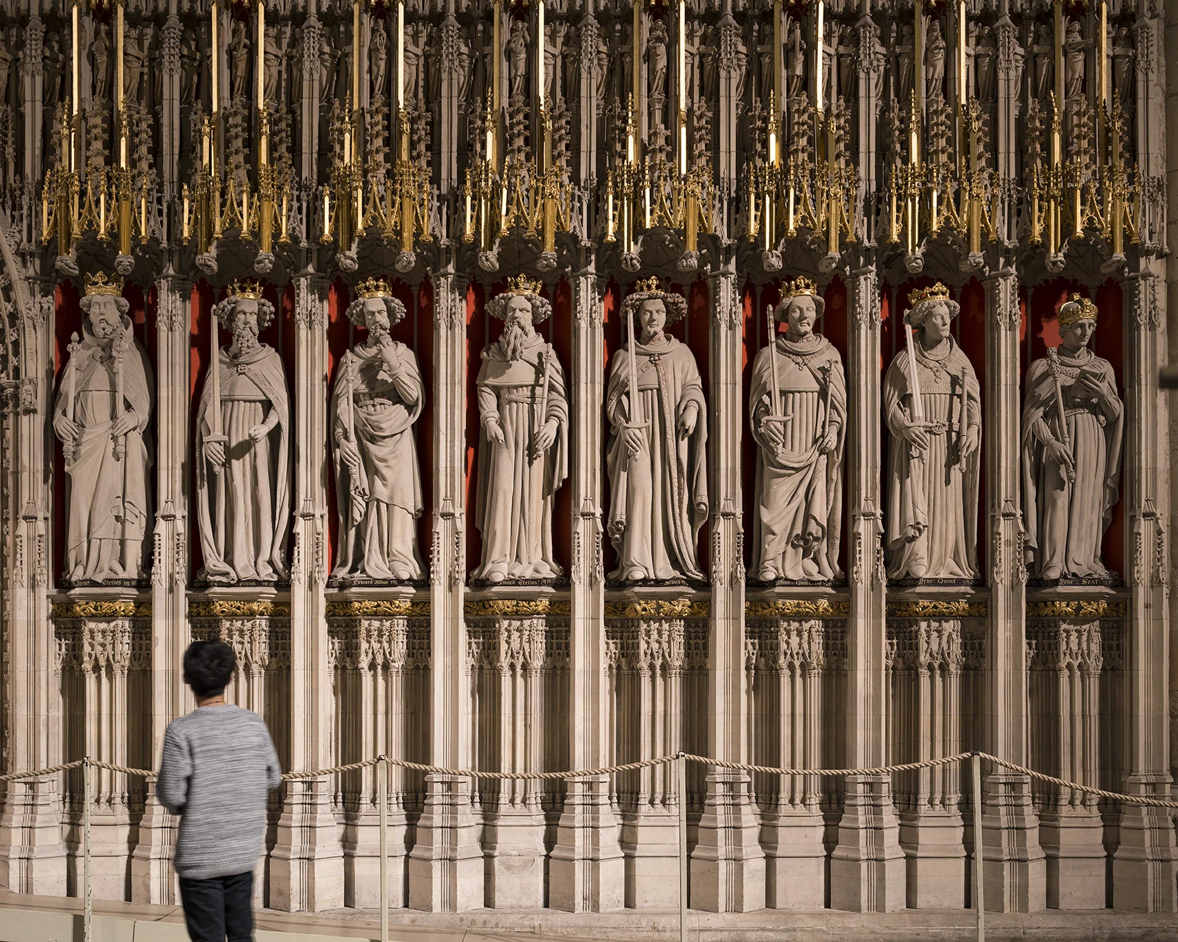 The Kings Screen at York Minster, lit by Sutton Vane Associates.