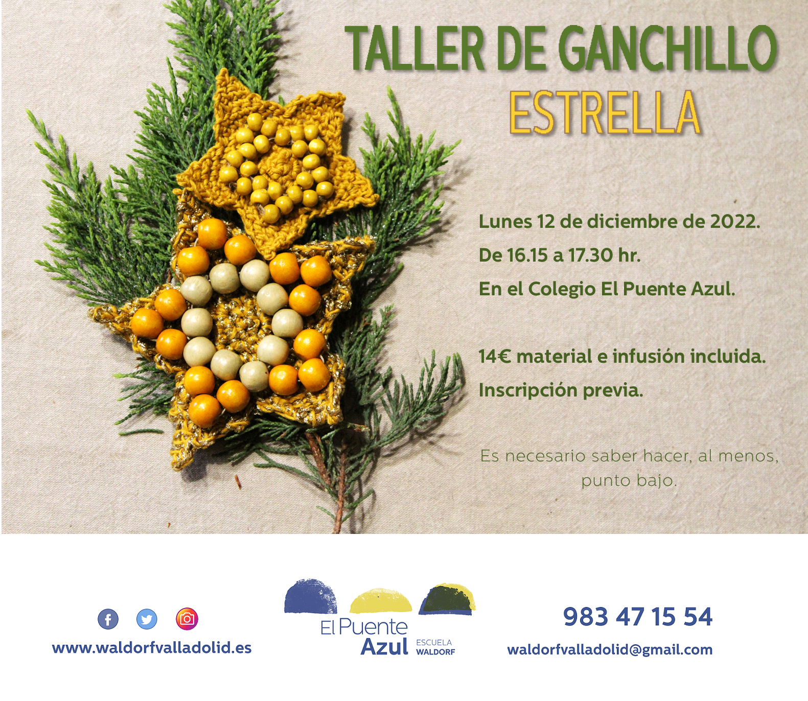 Taller de ganchillo: Estrella de navidad.