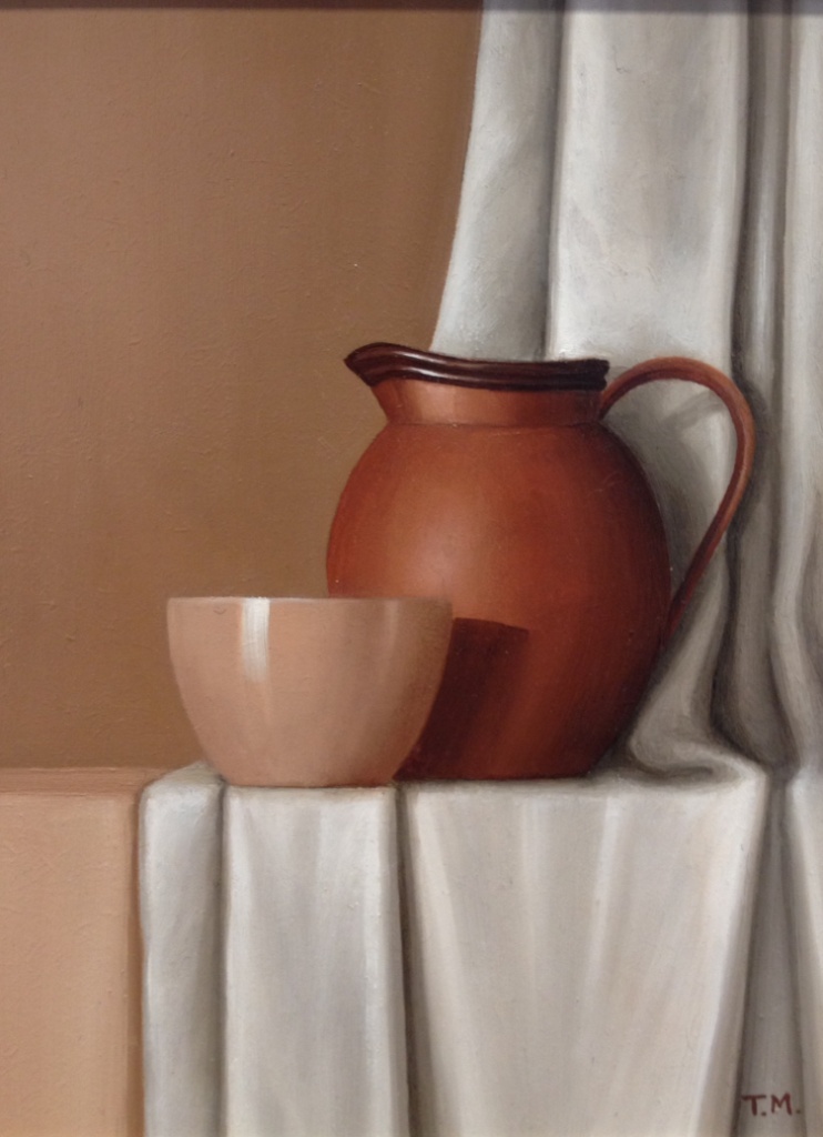 Brown Jug and White Fabric