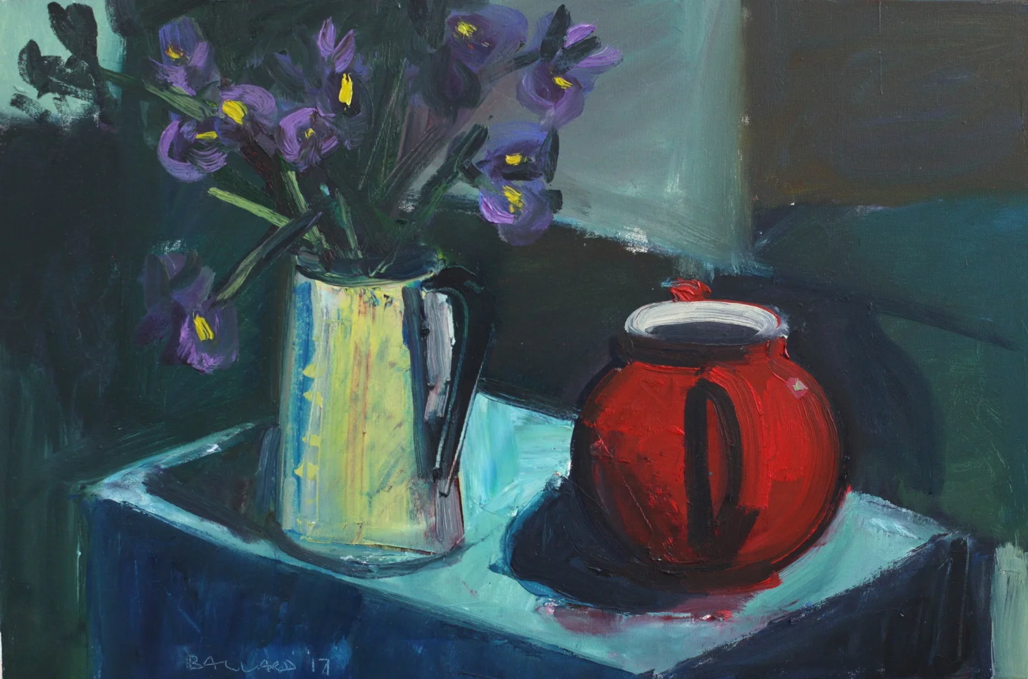 Red teapot and Irises - Brian Ballard