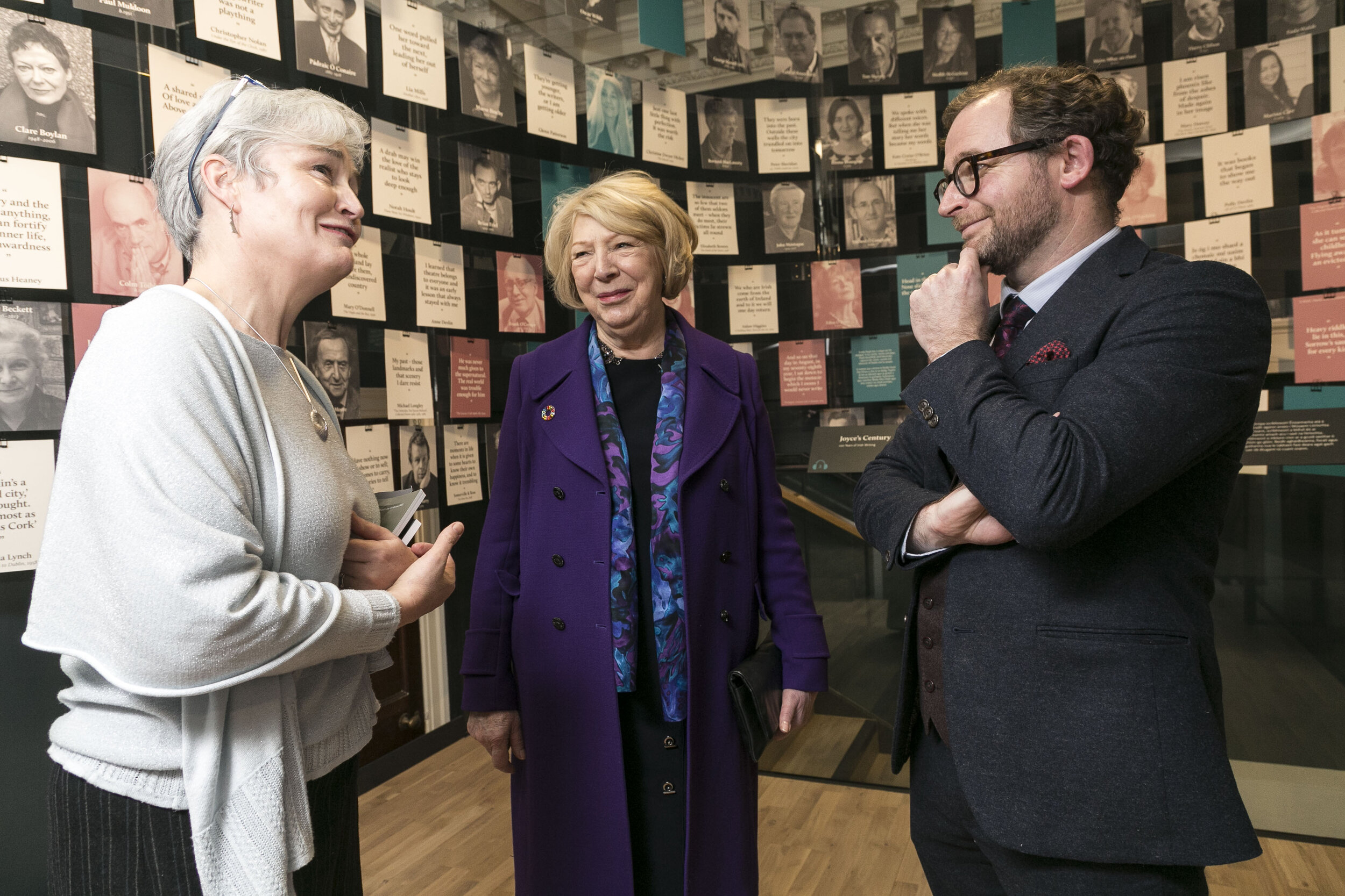  Sabina Higgins meeting Simon O'Connor Director of MoLI and Martina Hamilton on her arrival.    Hamilton Gallery / MoLi / DFAT - exhibition opening by Sabina Higgins of "Eva Gore-Booth 93 Irish women artists respond to her life and work", part of Bri