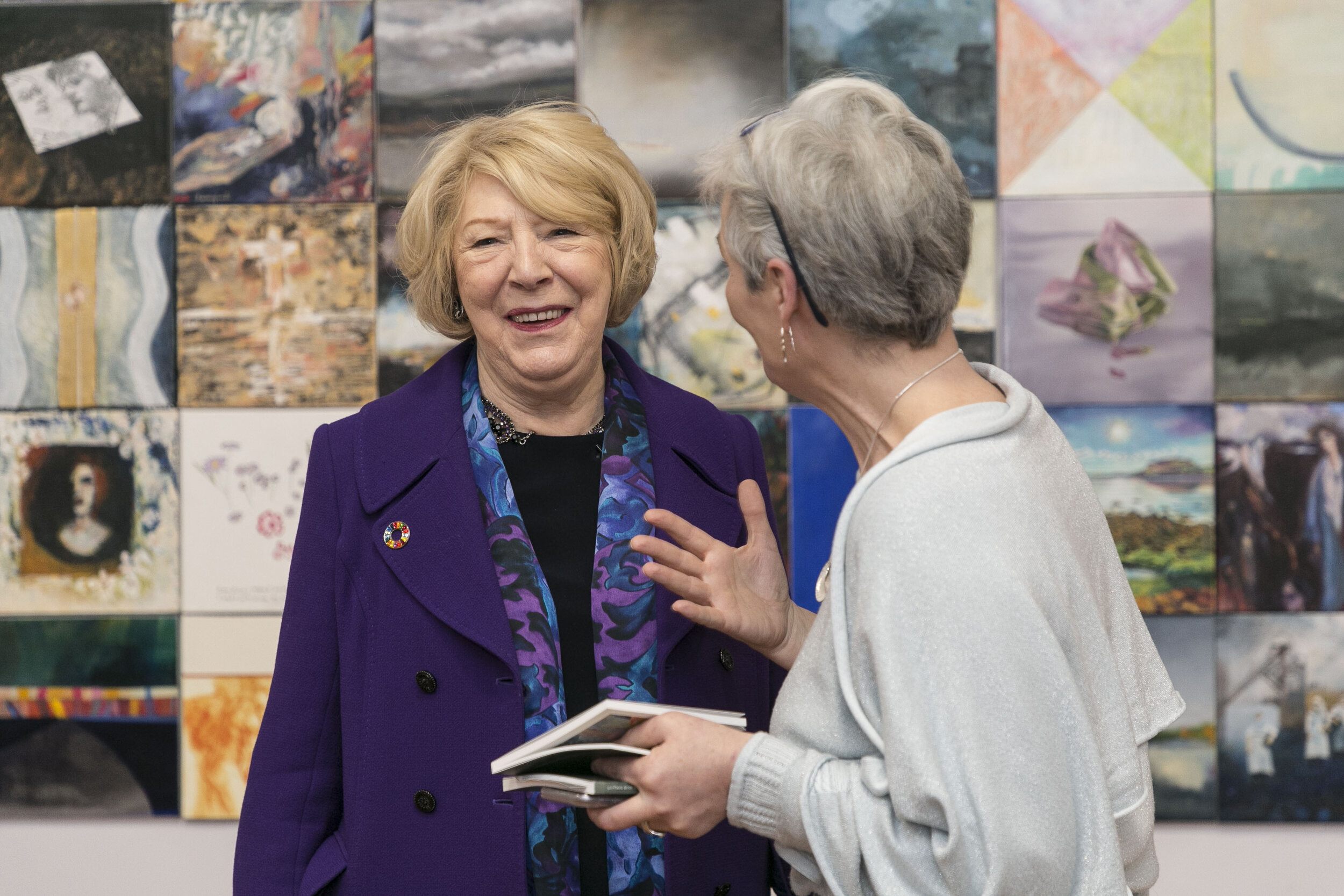  Sabina Higgins and Hamilton Gallery curator Martina Hamilton.      Hamilton Gallery / MoLi / DFAT - exhibition opening by Sabina Higgins of "Eva Gore-Booth 93 Irish women artists respond to her life and work", part of Brigids Day Lá Fhéile Bríde, Ce