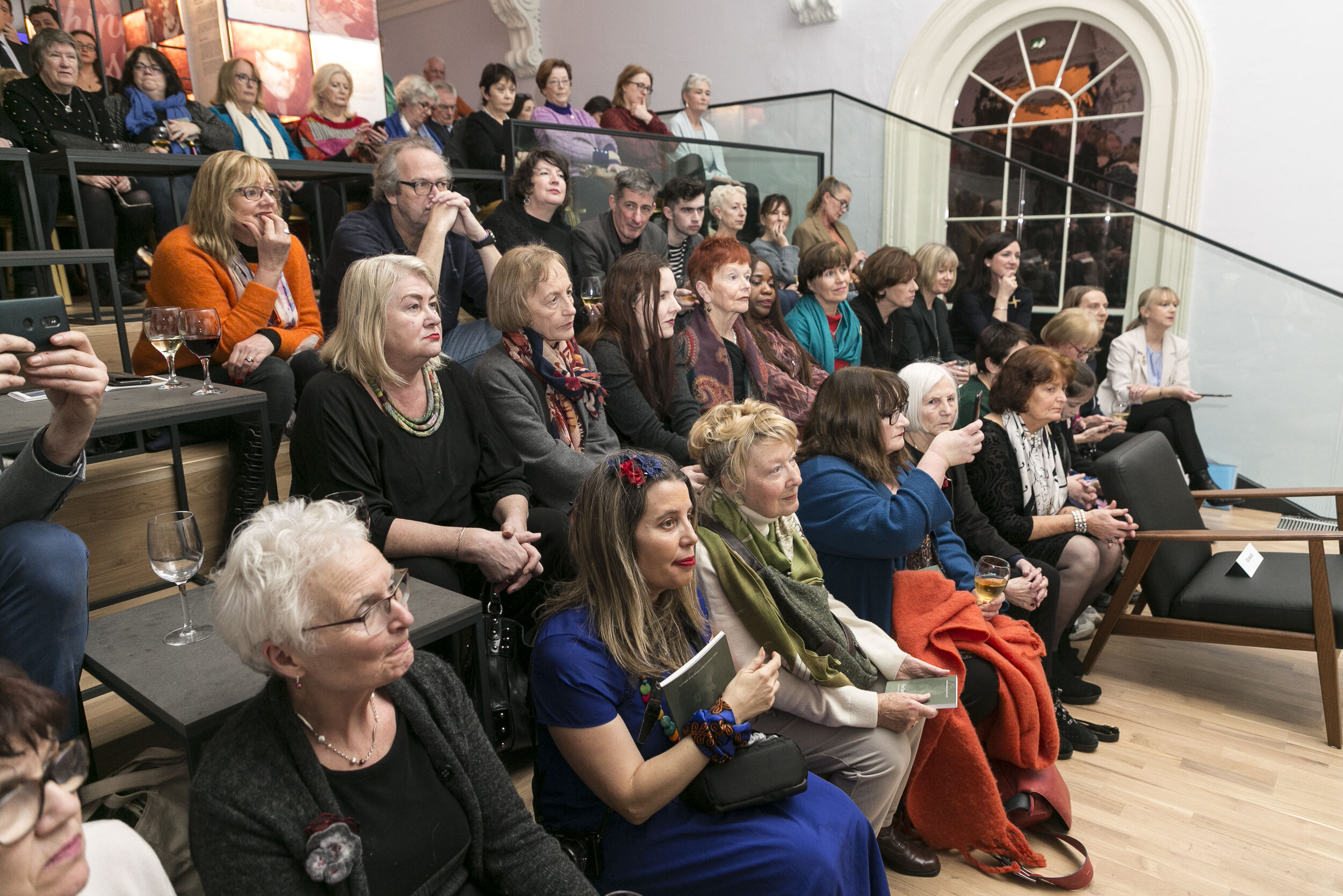  Some of the 300 strong crowd who attended the opening of "Eva Gore-Booth - 93 women artists respond to her life and work."    Hamilton Gallery / MoLi / DFAT - exhibition opening by Sabina Higgins of "Eva Gore-Booth 93 Irish women artists respond to 